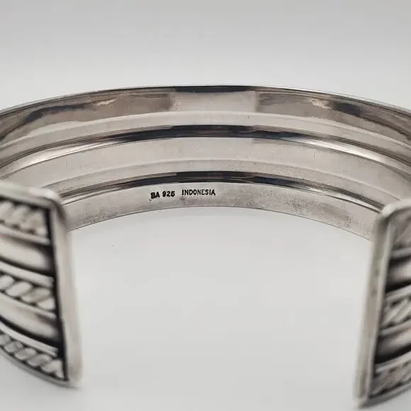 Vintage Sterling Silver Twisted Rope Cable 1” Wide Cuff Bracelet Men’s Women’s - Picture 8 of 11